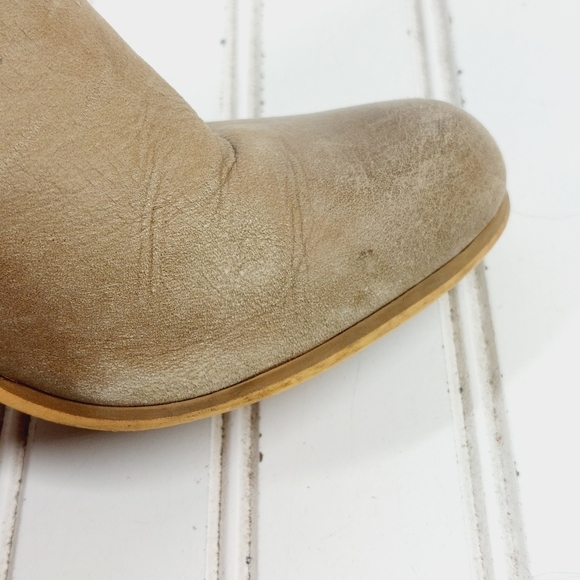 Trolley Brown Tan Leather Side Zippers Block Heel Ankle Boots H933 - Picture 11 of 12